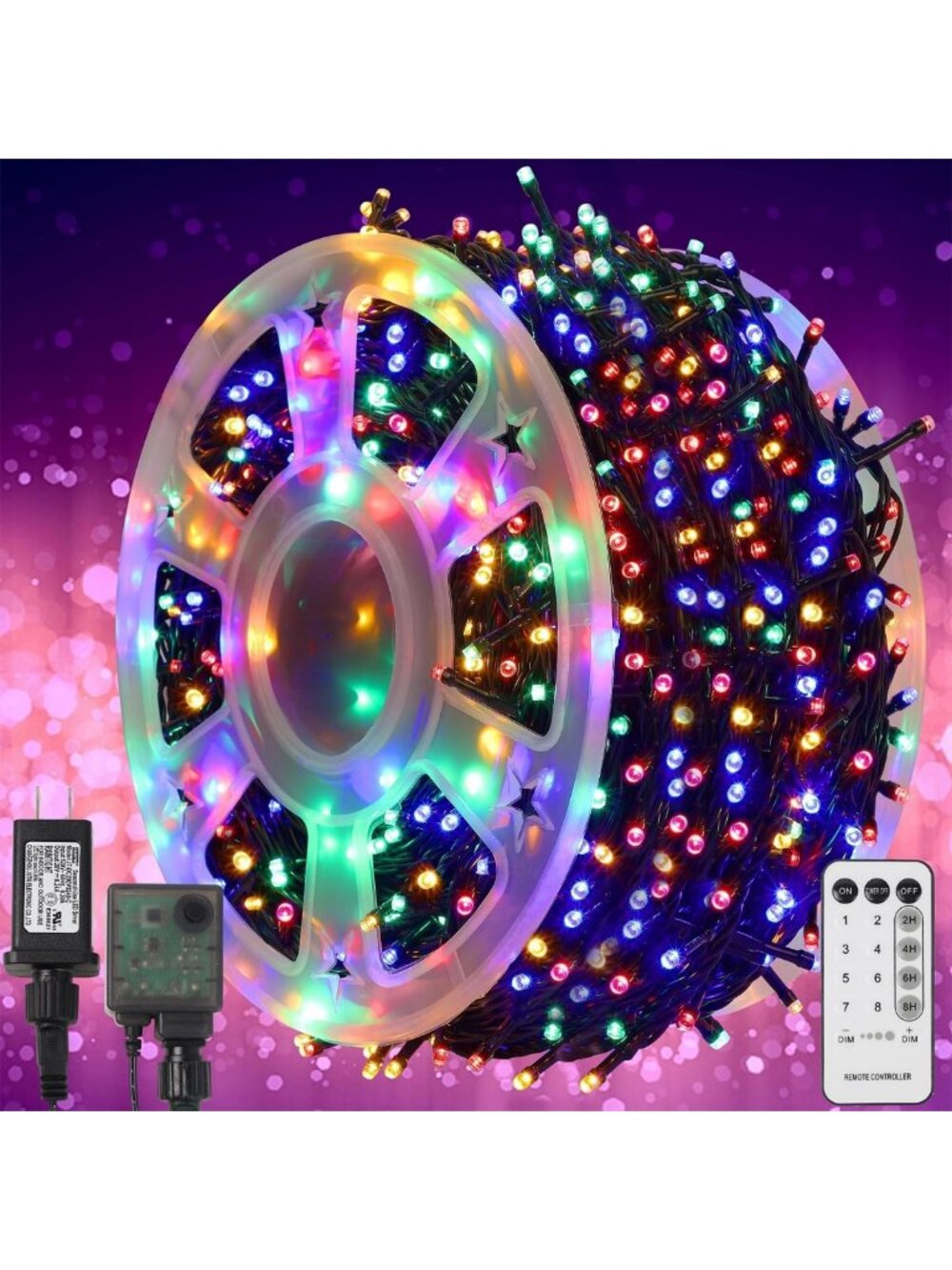 328 FT LED Christmas String Lights - Waterproof Fairy Lights with Remote, 8
